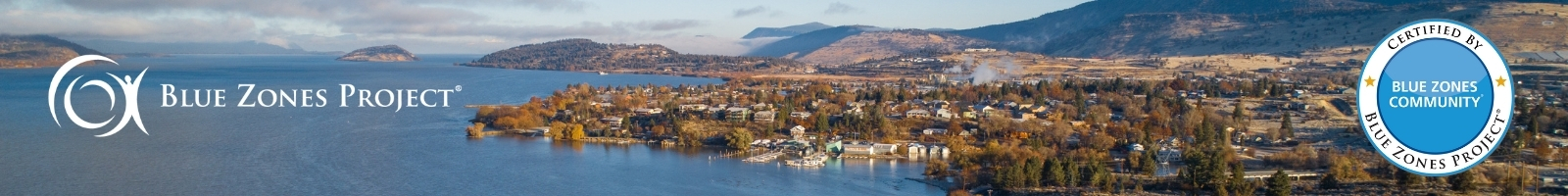 Aerial View of Klamath Falls with Blue Zones Project Logo